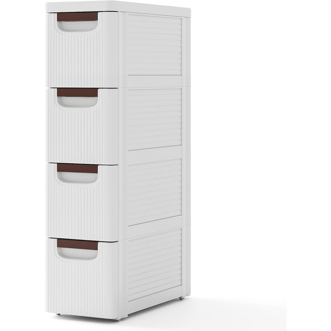Chiffonnier gris clair pour salon 4 tiroirs