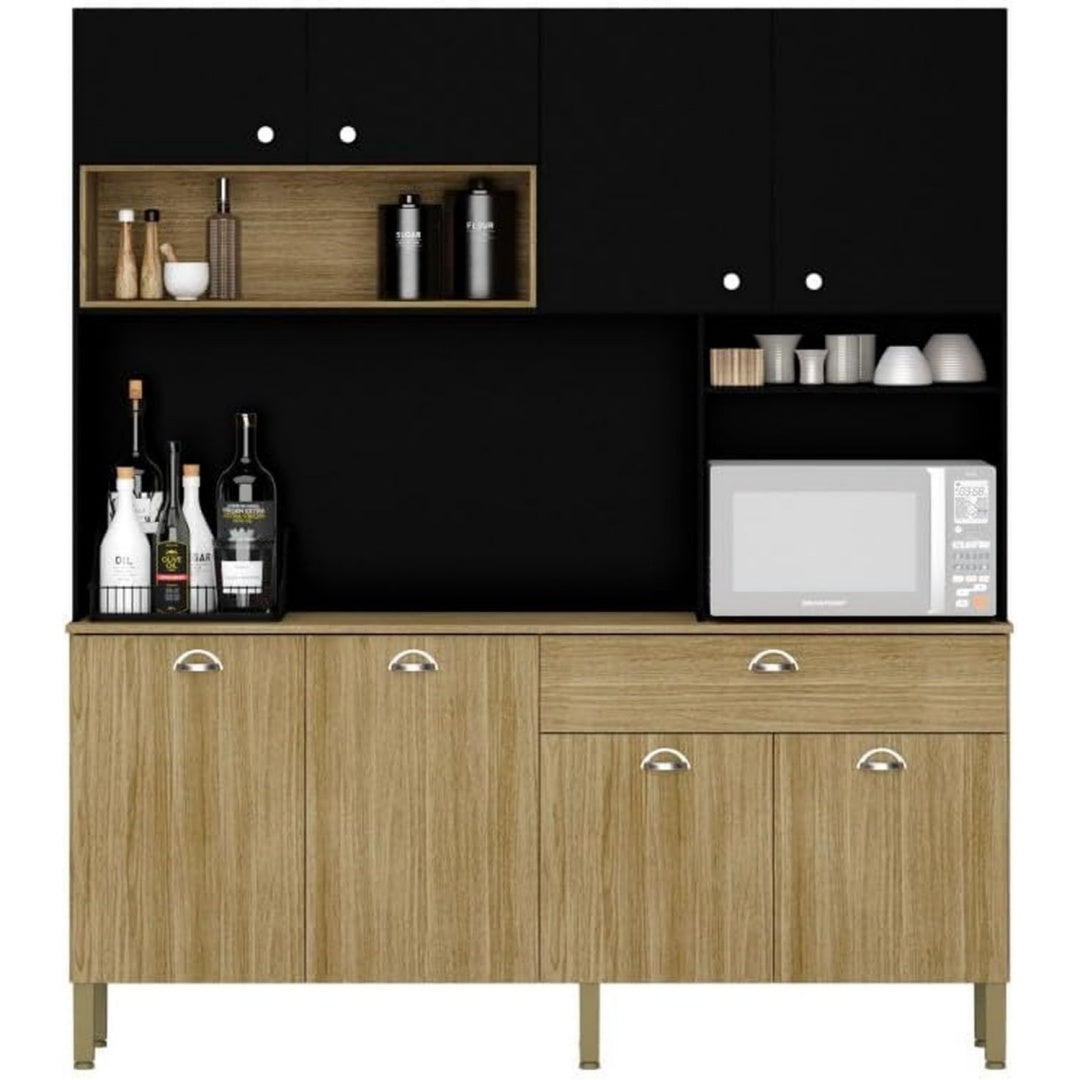 Buffet marron, 8 portes et 1 tiroir 39.3 x 182.8 x 205 cm