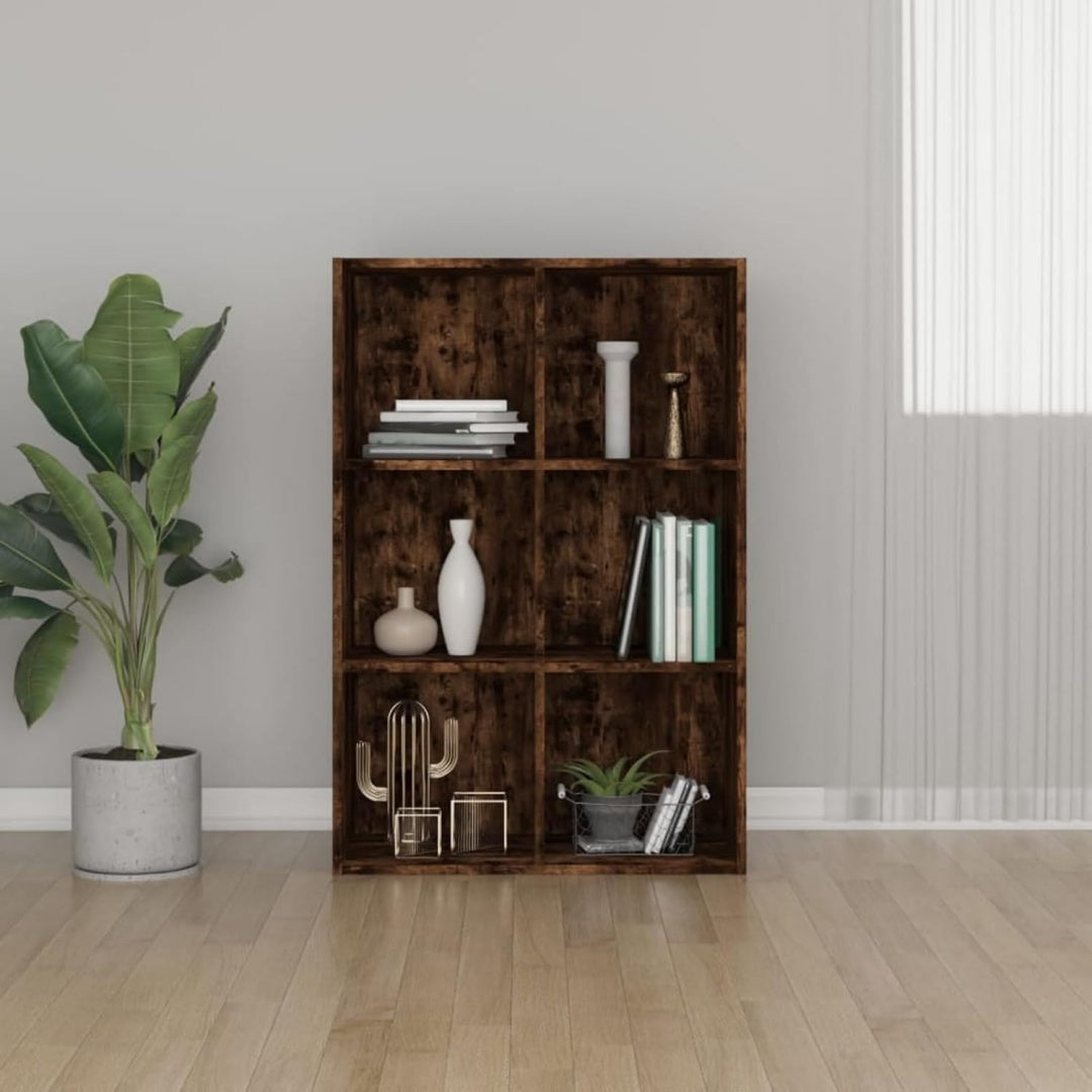 Grise bibliotheque bois d'ingenierie 66 x 30 x 98 cm