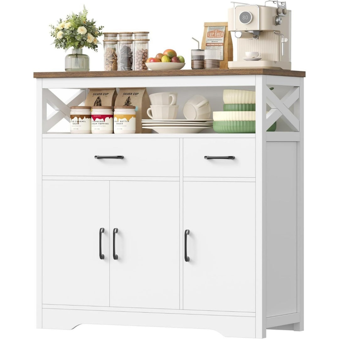elegant buffet gris clair en bois d'ingenierie avec 2 tiroirs