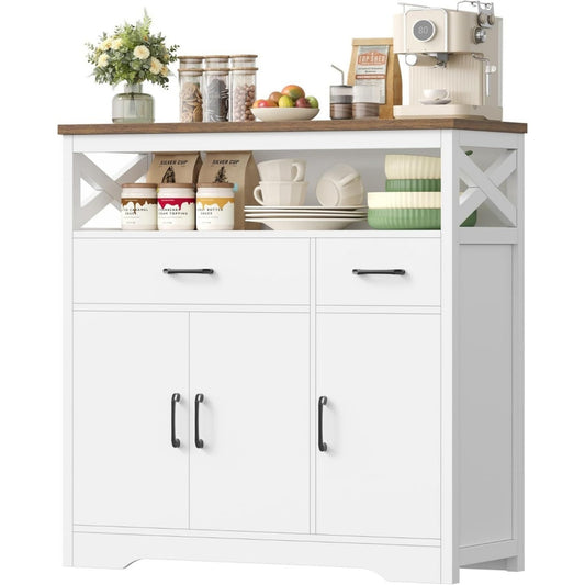 elegant buffet gris clair en bois d'ingenierie avec 2 tiroirs