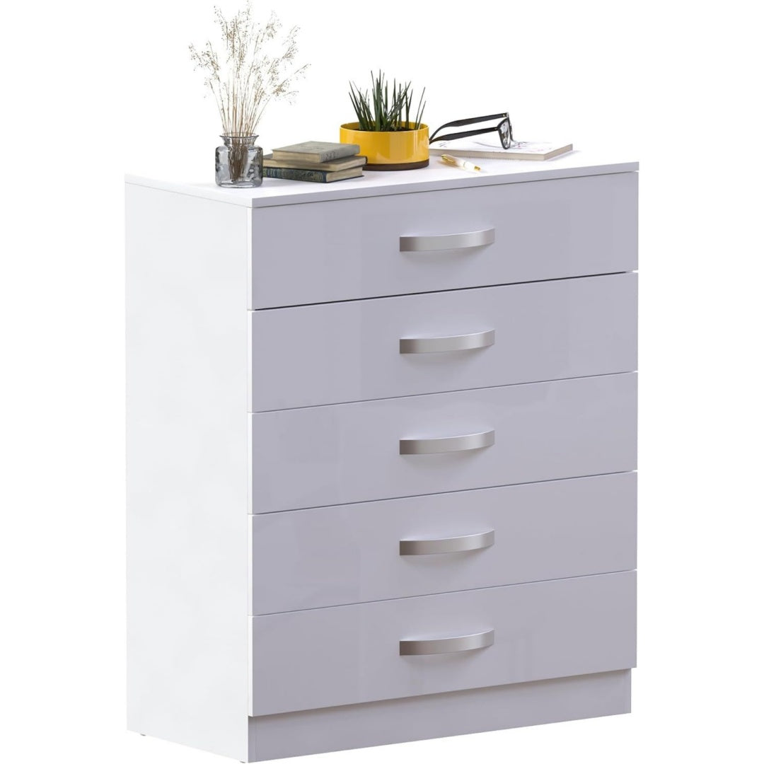 Commode gris clair, 5 tiroirs pour cuisine