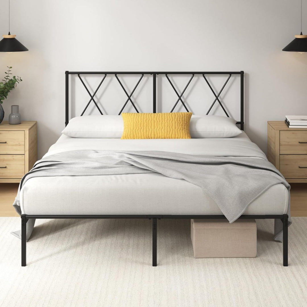 Sommier a lattes gris clair 195 x 140 x 90.7 cm
