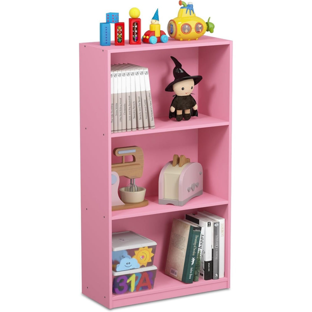 Adapte a chambre, etagere bibliotheque rose en bois style vintage