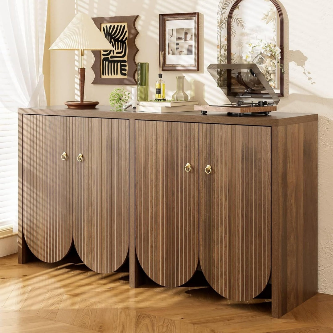 Enfilade style contemporain en finition noyer marron a 4 portes