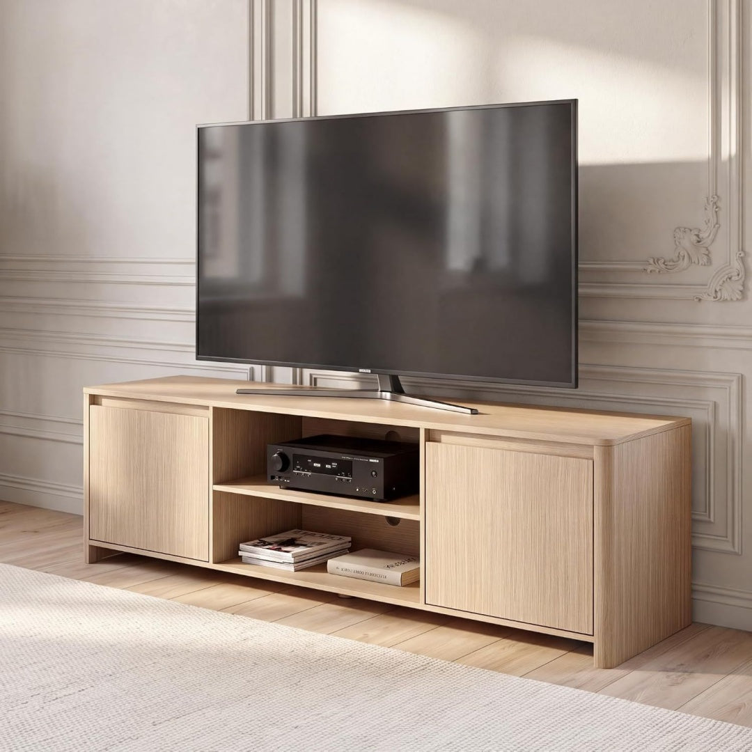 Contemporain meuble TV gris clair 150 x 40 x 50 cm