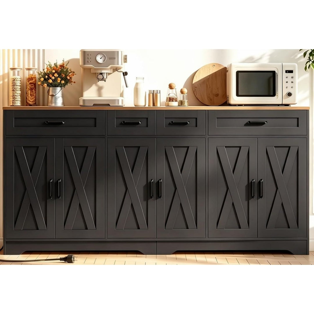 Enfilade gris fonce 180 cm, de rangement genereux