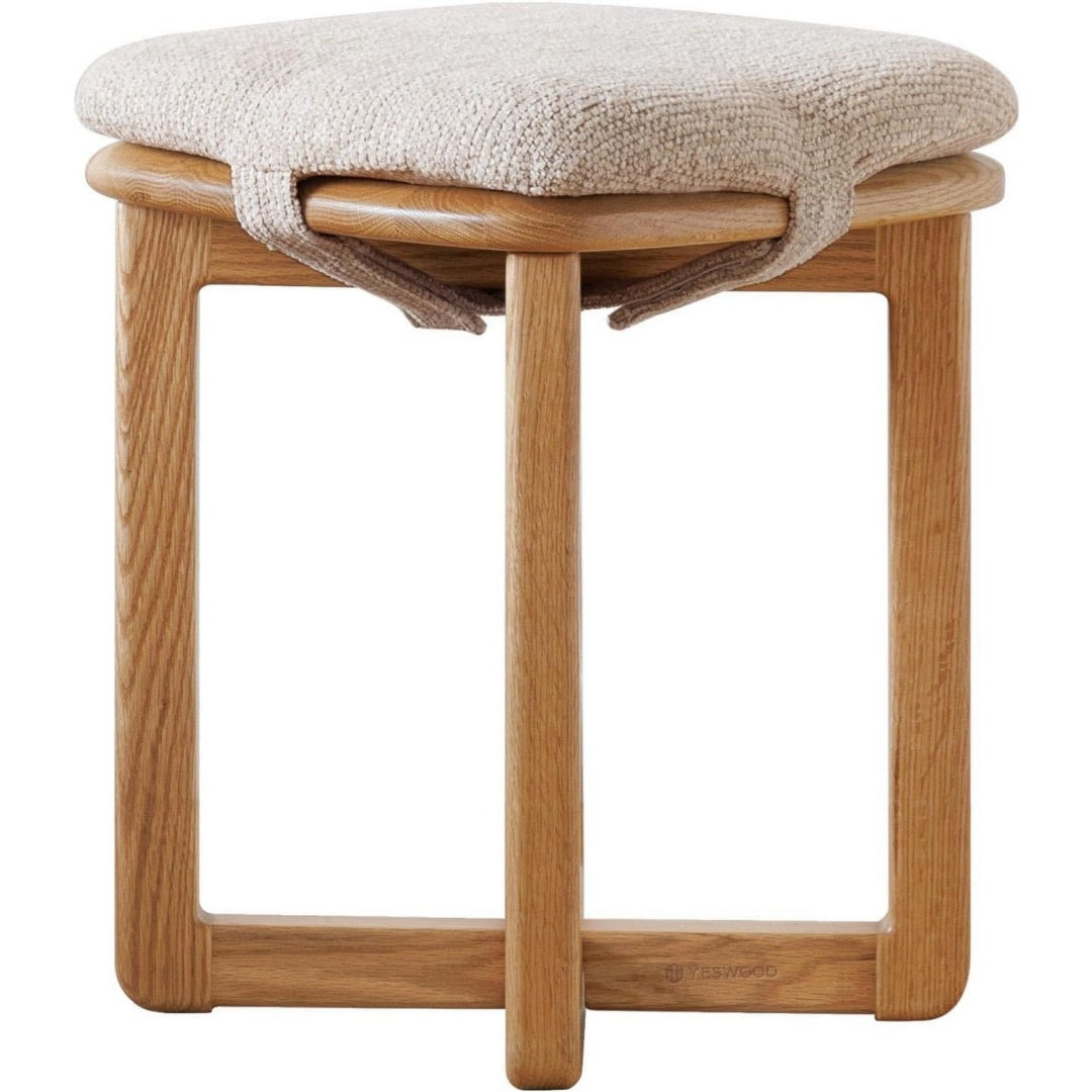 Tabouret de coiffeuse en bois marron petit encombrement