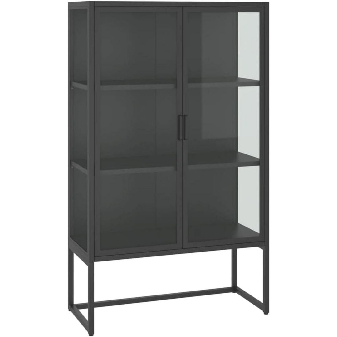 Buffet gris fonce (80 x 35 x 135 cm), deux portes