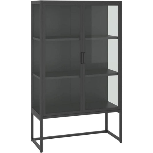 Buffet gris fonce (80 x 35 x 135 cm), deux portes