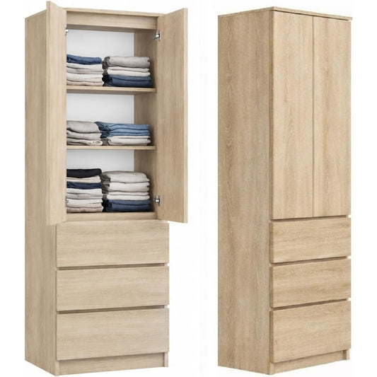 Armoire creme, 2 portes et 3 tiroirs 180.5 x 50 x 40 cm
