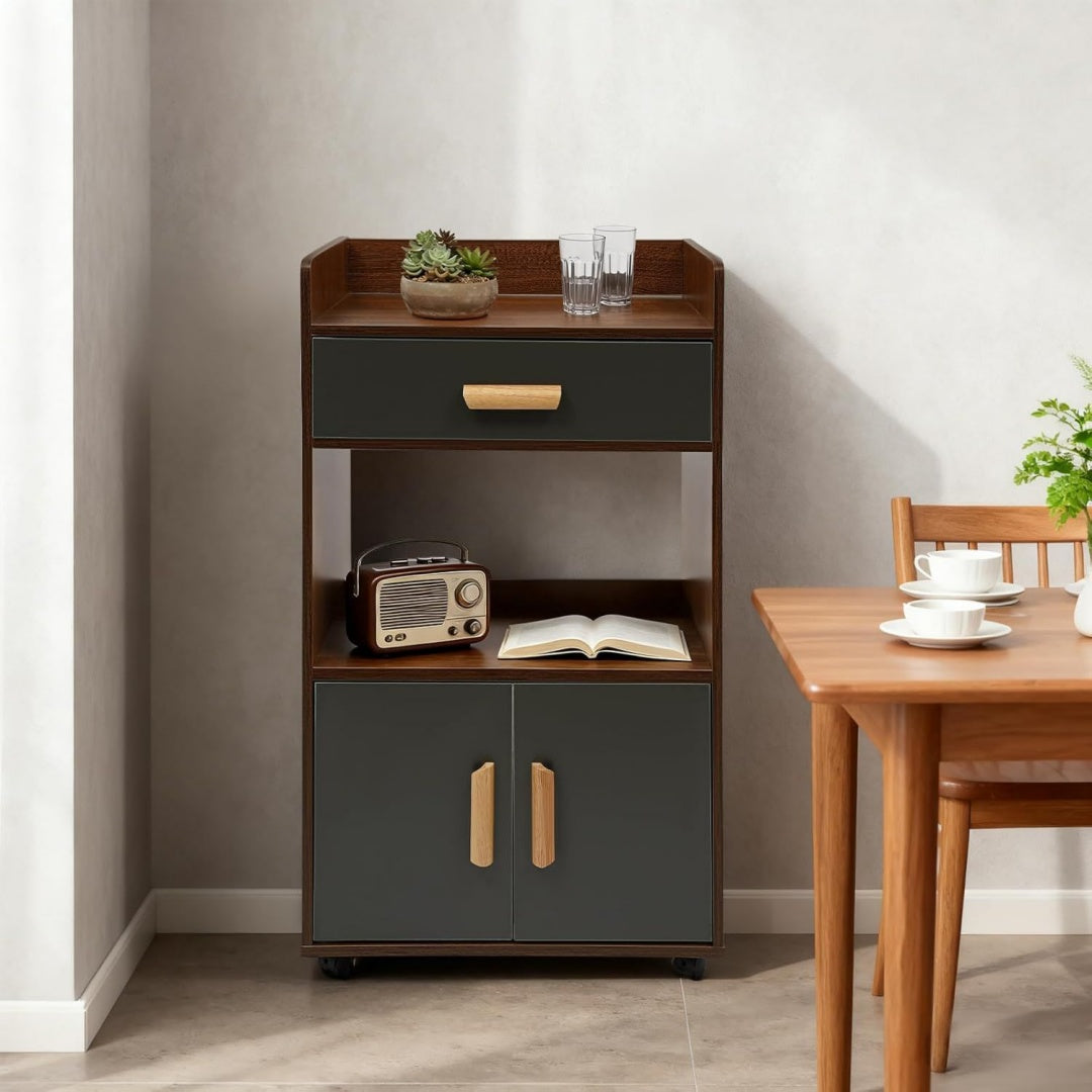 Matiere chaleureuse, commode a tiroirs gris en panneau de particules
