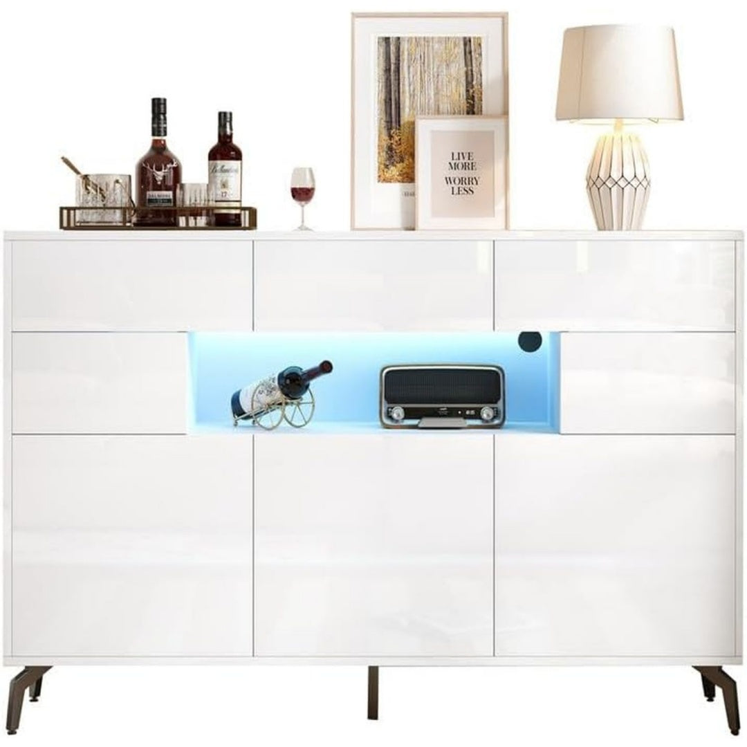 Buffet gris clair - eclairage LED 140 x 40 x 70 cm