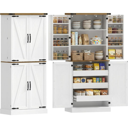 Rangement malin gris clair, buffet a 4 portes 3 tiroirs 3 etageres