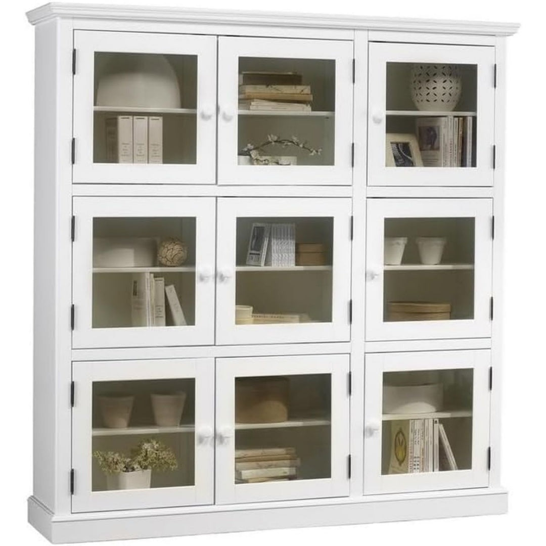 Vitrine gris clair pratique 9 portes et 6 etageres