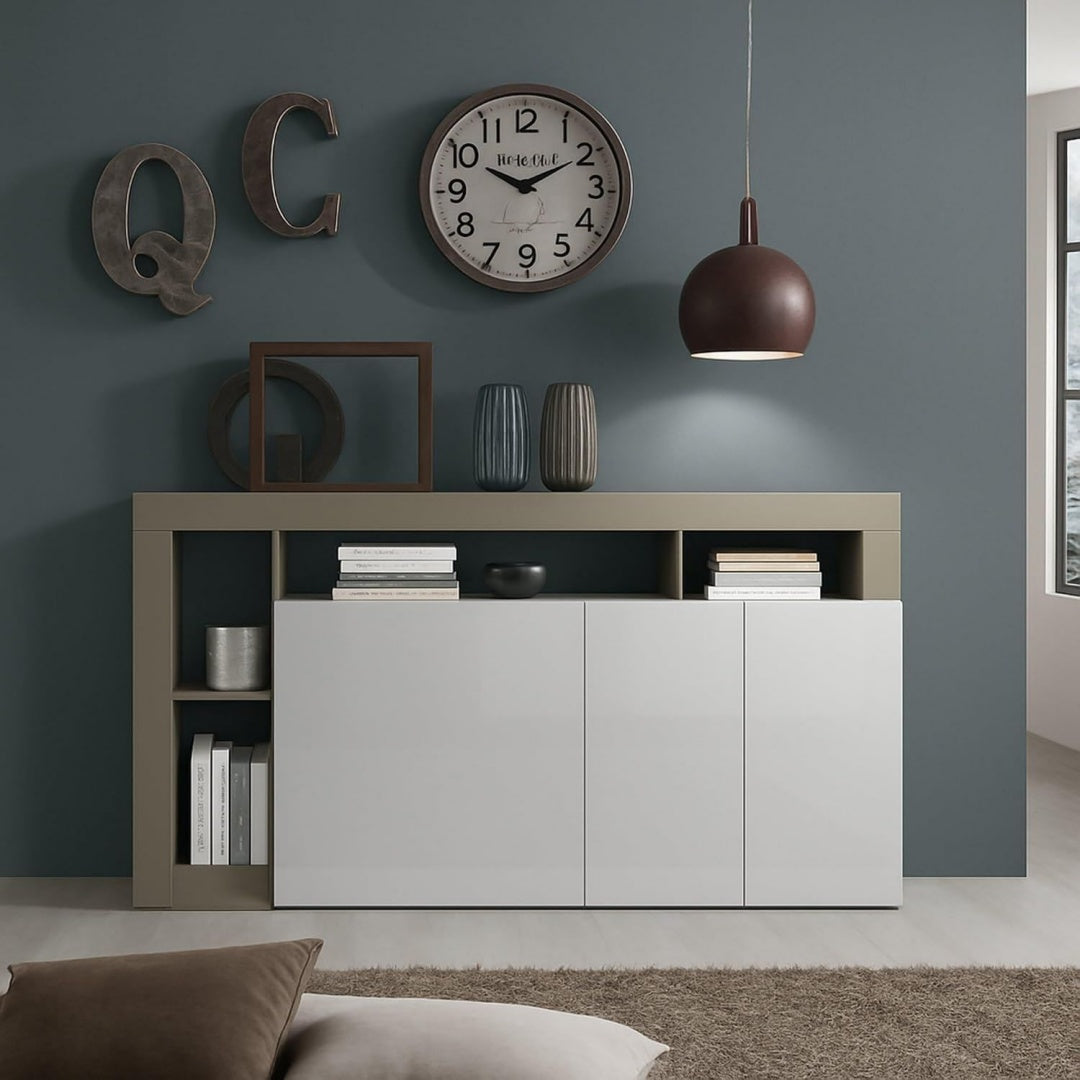 Rangement buffet couleur gris, trois portes